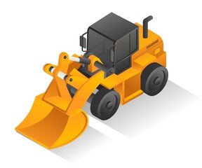 Obraz na płótnie Canvas Isometric design concept illustration. earth scraper heavy equipment loader