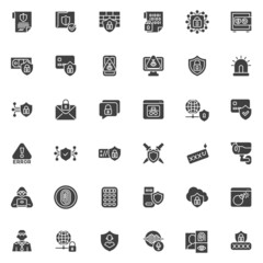 Cyber security vector icons set