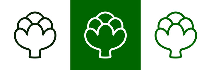 Artichoke Icon. Vector Set Artichoke in Line style. Isolated Vegetable Logo.