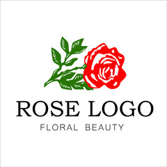 rose vector logo design for card, tshirt, clothes, packages, flower shops. Original flower vector art illustrations