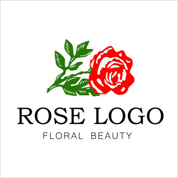 rose vector logo design for card, tshirt, clothes, packages, flower shops. Original flower vector art illustrations