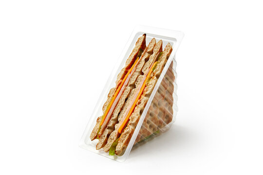 Healthy sandwiches with ham cheese and pitas in container
