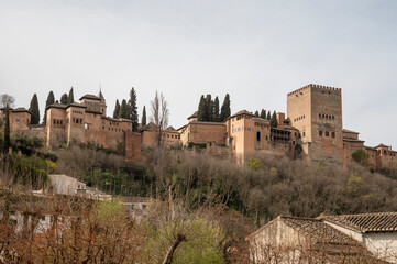 View on medieval fortress Alhambra, Granada, Andalusia, Spain