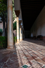 Walls, gardens and buidings of medieval fortress Alhambra, Granada, Andalusia, Spain