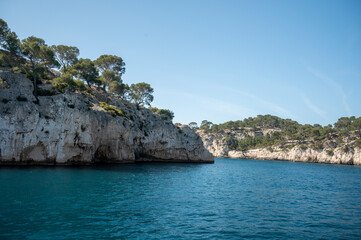 Fototapeta na wymiar Calanque de Port-Miou near Cassis, boat excursion to Calanques national park in Provence, France