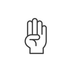 Four finger hand gesture line icon