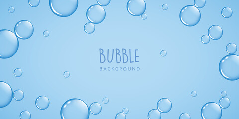 blue soap bubble border isolated on white background