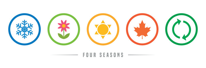 four seasons winter spring summe fall icon set