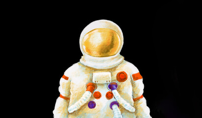 astronaut in futuristic spacesuit artistic sketh illustration painting style © glowonconcept