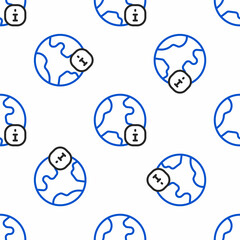 Obraz premium Line World news icon isolated seamless pattern on white background. Breaking news, world news tv. Colorful outline concept. Vector