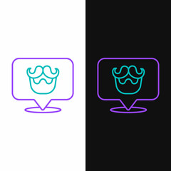 Line Barbershop icon isolated on white and black background. Hairdresser logo or signboard. Colorful outline concept. Vector