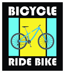 Vector poster bike let's ride. Print for t-shirt poster, banner. Vector colored elements.