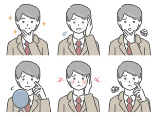 顔の肌に関する色々　スーツの中年男性