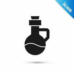 Grey Essential oil bottle icon isolated on white background. Organic aromatherapy essence. Skin care serum glass drop package. Vector