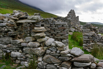 Fototapeta premium Old ruins of the rural houses in the Achill island, Northern Ireland