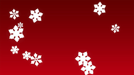 Christmas  Vector Background with Falling Snowflakes. Isolated on Red Background. Realistic Snow Sparkle Pattern. Snowfall Overlay Print. Winter Sky. Papercut Snowflakes.