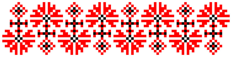 vector seamless pixel ethnic national slavic pattern isolated on white background. traditional ornament of Ukrainian and Belarusian embroidery - vyshyvanka.useful for print, wallpaper, textile, fabric