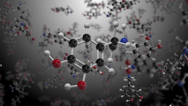 Dopamine Molecule 3D Model Chemical Formula, neurotransmitter made in your brain
