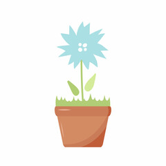 Home flower in pot vector design illustration isolated on white background. Interior design element for home and office. Good for banner, ads, coloring pages, apps