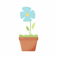 Trendy home cute plant and flower in flowerpot pack icon. Houseplant or flower in pot modern illustration. Cozy vector decorative elements in flat style.