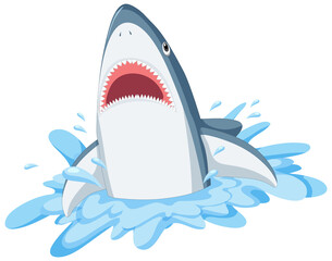 Aggressive great white shark cartoon