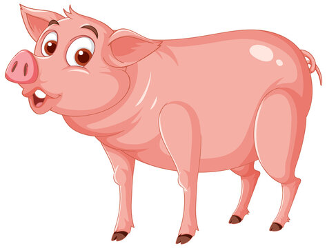 Happy pig cartoon character