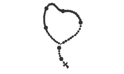 Christian Rosary beads. Prayer Catholic chaplet with the Holy Cross. Use as poster, card, flyer, T Shirt design or Tattoo