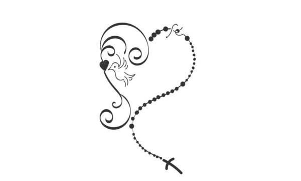 recommend clip art: Christian Rosary beads. Prayer Catholic chaplet with the Holy Cross. Use as poster, card, flyer, T Shirt design or Tattoo