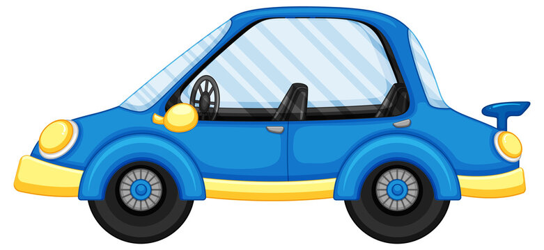 A blue car in cartoon style