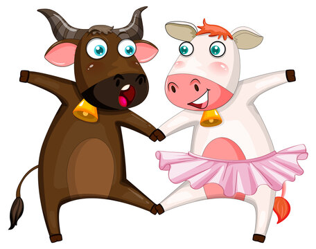 Two cows cartoon character