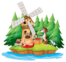 Domestic animals at park scene