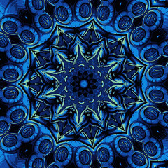 Abstract digital fractal pattern. Round mandala decorative ornament pattern. Imitation of relief