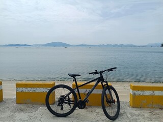 자전거, 모터사이클, 물가, 스포츠, 바다, sky, 순환, 여름, 사이클, 여행,...