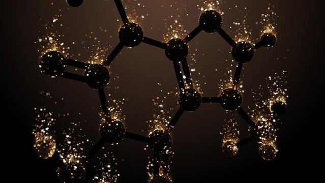 Caffeine molecule 3D chemical structure stimulant in coffee, tea, chocolate