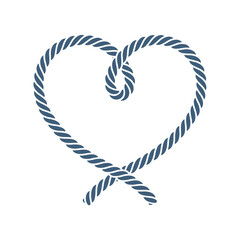 Vector rope rolled into a heart shape Isolated on white background. © Jan