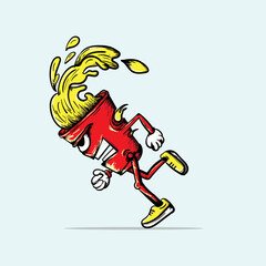 Cartoon illustration of plastic cup of soda to go running