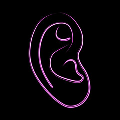 Illustration of a human ear with a neon effect.