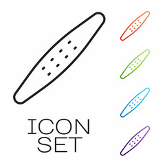 Black line Nail file pet icon isolated on white background. Professional treatment at home grooming for pet. Set icons colorful. Vector