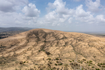 panoramic view of the highest dune in Europe on the territory of Dagestan
