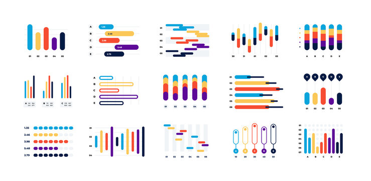Graph chart. Financial statistic infographic template, stock and business histogram, financial modern analysis layout. Vector isolated set