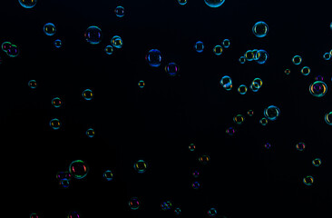 soap colorful bubbles floating in the air.