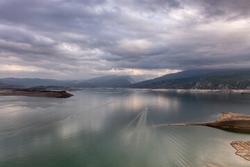 stunningly beautiful unearthly landscapes on a reservoir in the mountains of Dagestan