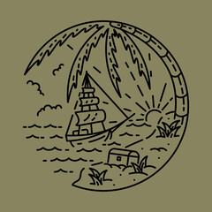 Summer and boat graphic illustration vector art t-shirt design