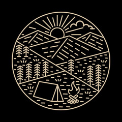 Camping and adventure in the nature graphic illustration vector art t-shirt design