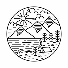 Camping in the nature graphic illustration vector art t-shirt design