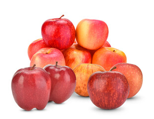 A pile of ripe apples isolated on a white background.