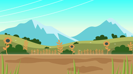 Nature Beauty Mountain valley summer scenery, landscape background vector