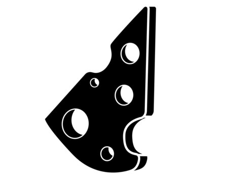 recommend clip art: Black silhouette Slice of yellow cheese in isolate on white background Vector illustration.