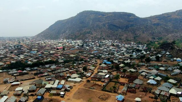 Abuja's suburban neighborhood area of Kubwa Village - aerial parallax view