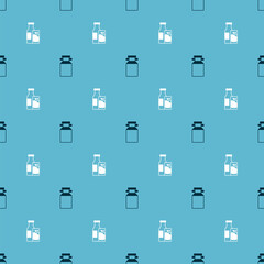 Set Can container for milk and Bottle and glass on seamless pattern. Vector